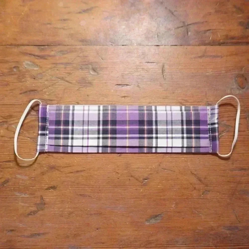 Handmade Purple Plaid Face Mask NEW